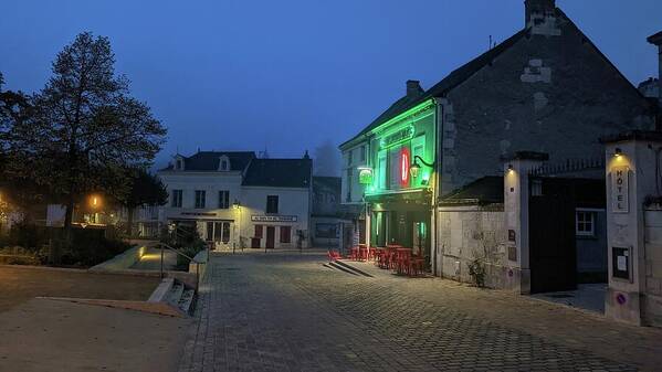 Early Morning at a typical French cafe - Art Print
