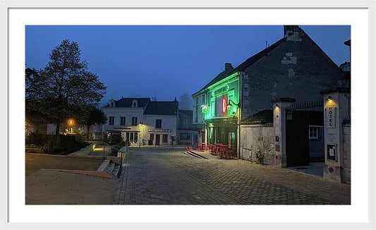 Early Morning at a typical French cafe - Framed Print