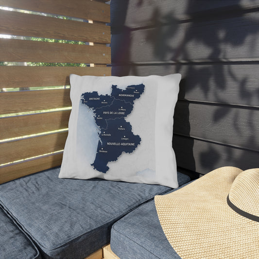 France West Coast Map Pillow | Brittany Normandie Pays de la Loire Nouvelle-Aquitaine