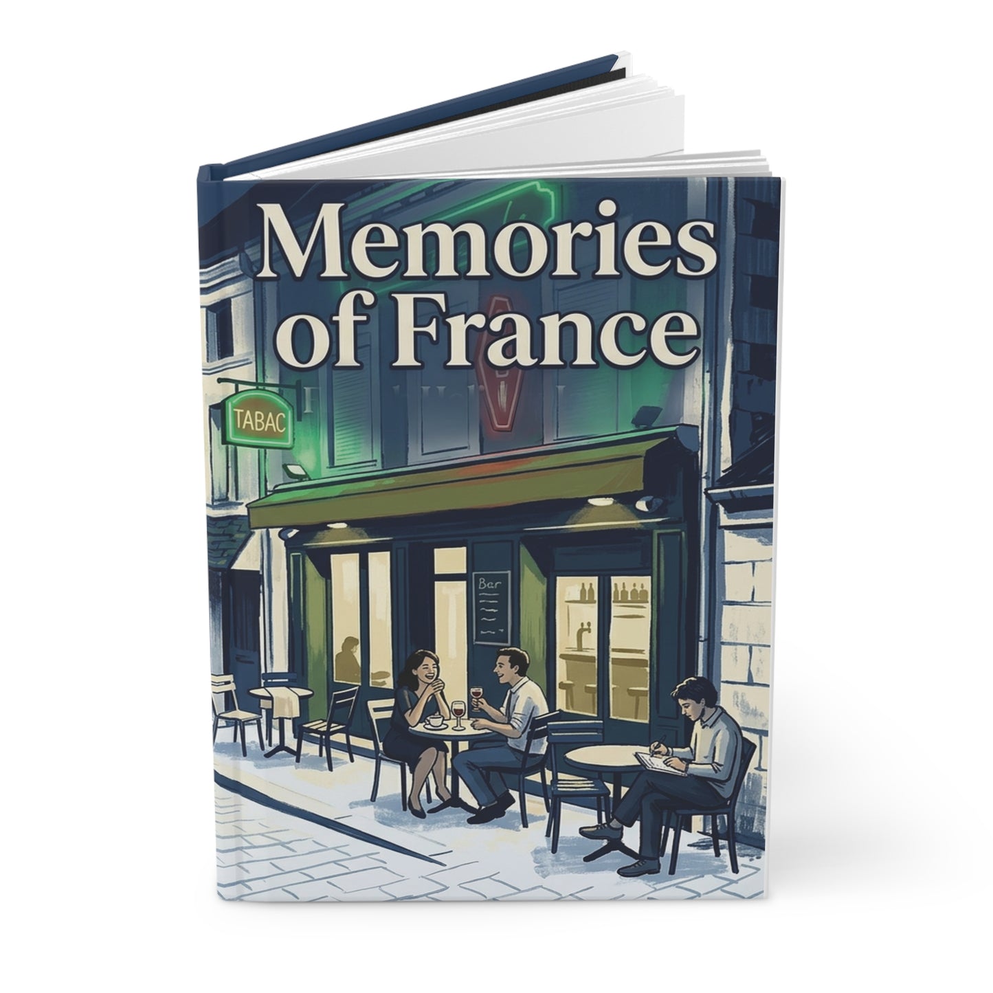 Memories of France Hardcover Journal | Paris Cafe Illustration