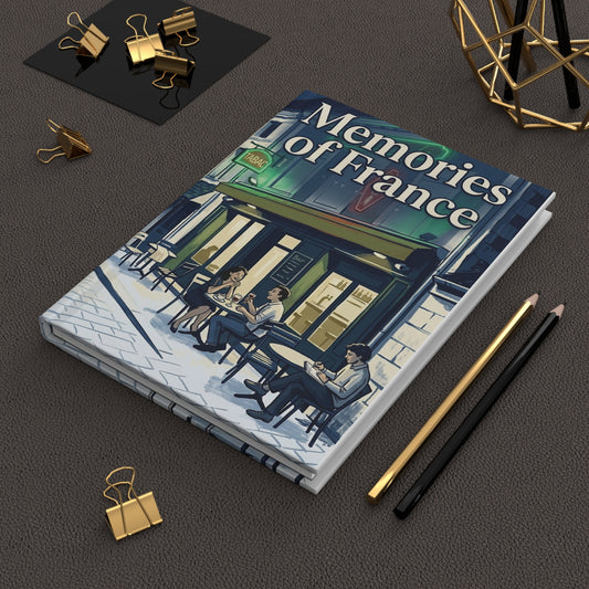 Memories of France Hardcover Journal | Paris Cafe Illustration