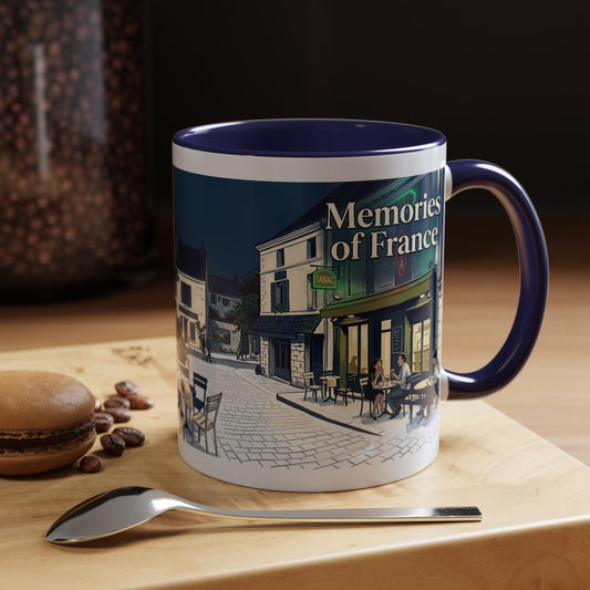 Memories of France Accent Coffee Mug | French Cafe Illustration, 11oz 15oz
