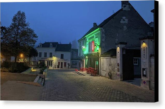 Early Morning at a typical French cafe - Canvas Print