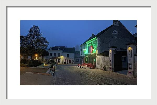 Early Morning at a typical French cafe - Framed Print