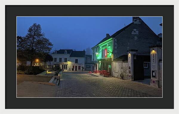 Early Morning at a typical French cafe - Framed Print