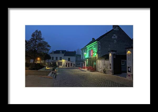 Early Morning at a typical French cafe - Framed Print