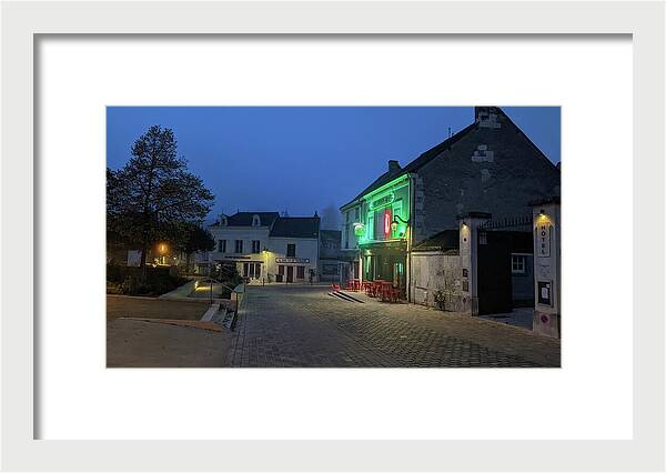 Early Morning at a typical French cafe - Framed Print
