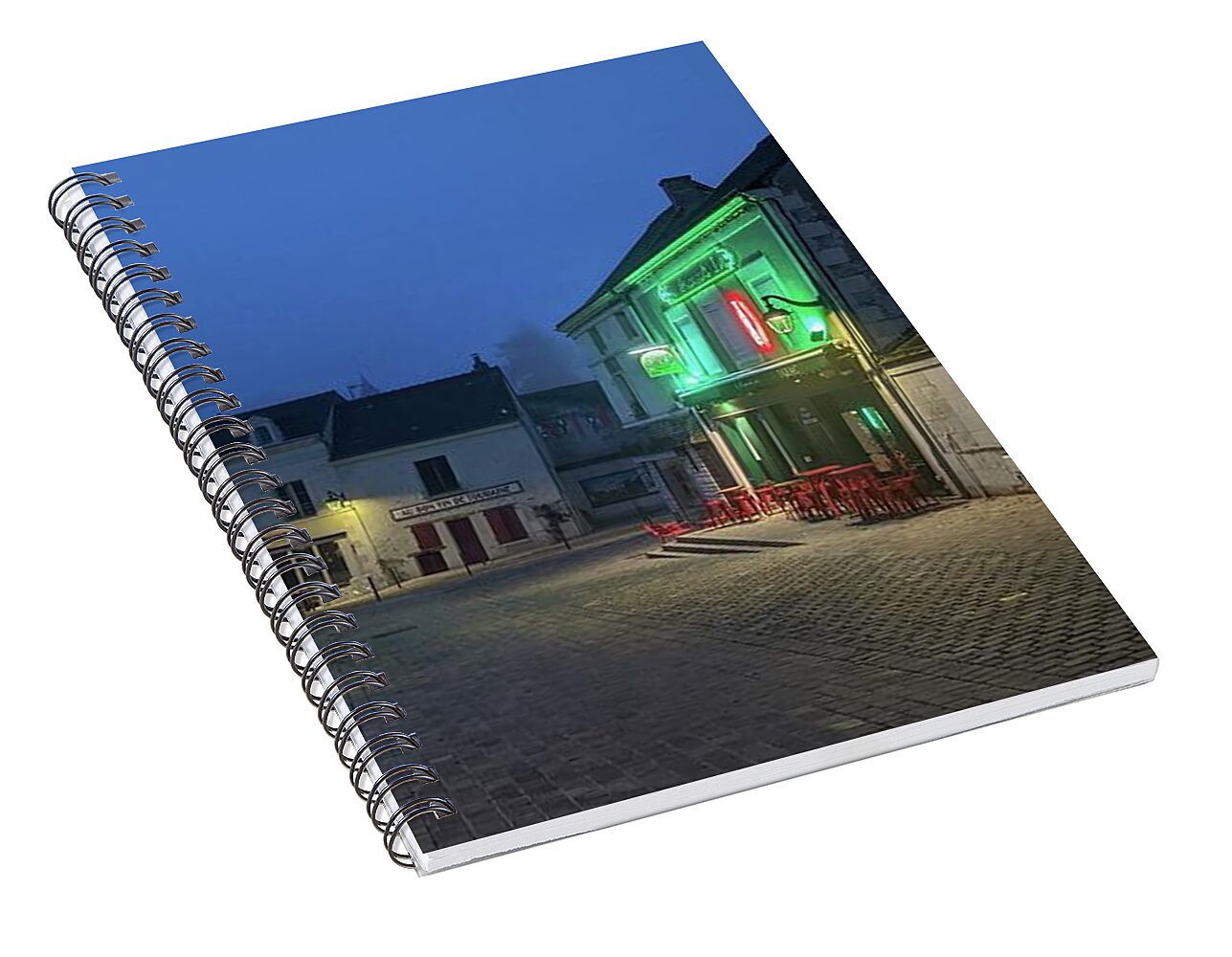 Early Morning at a typical French cafe - Spiral Notebook